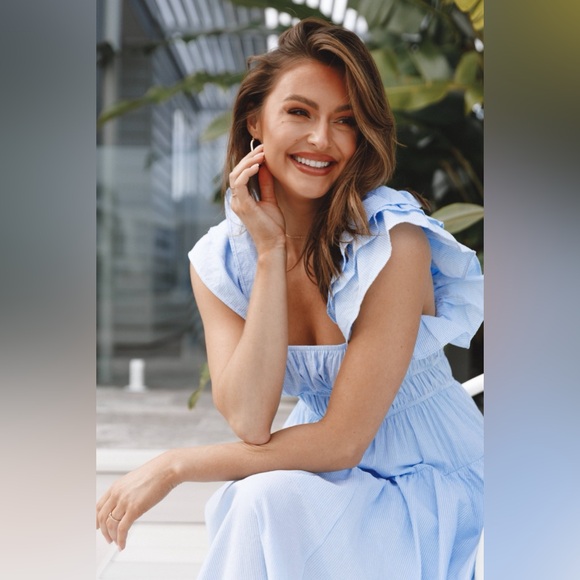 Petal & Pup Linda Midi Dress in Blue Stripe - Medium - Picture 2 of 5